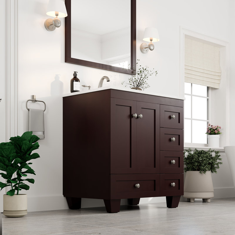 Yena 30" Single Bathroom Vanity Set, Teak