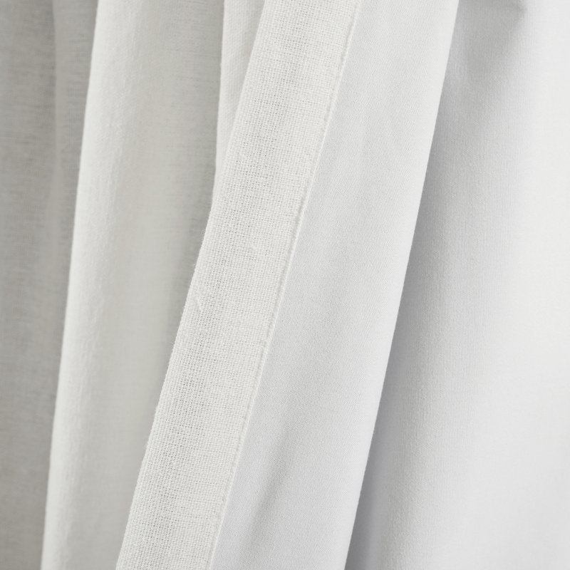 Gray and Off-White Linen Button Blackout Curtain Panel 40" x 84"