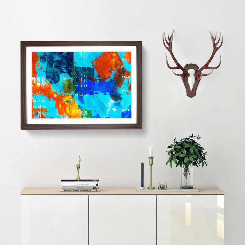Abstract Art Painting Vol.244 by S.Johnson - Framed Print, 27cm H x 36cm W x 2cm D, Walnut Framed