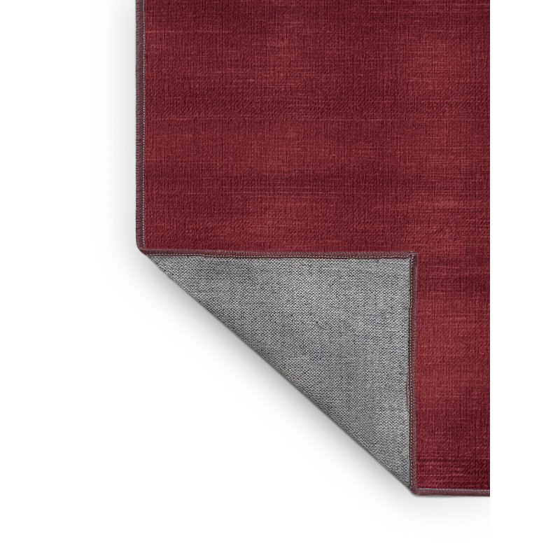 Tapis rouge uni lavable à la machine, Rond 3 pi