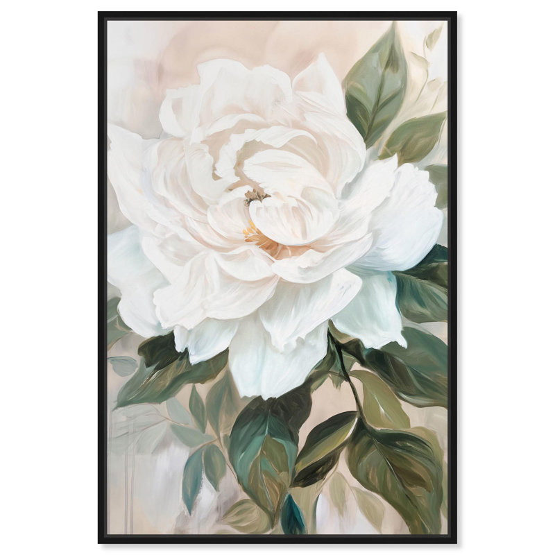 Art floral luxueux sur toile Silent Blossom par Art Remedy, H 16 po x l 11 po, Cadre noir