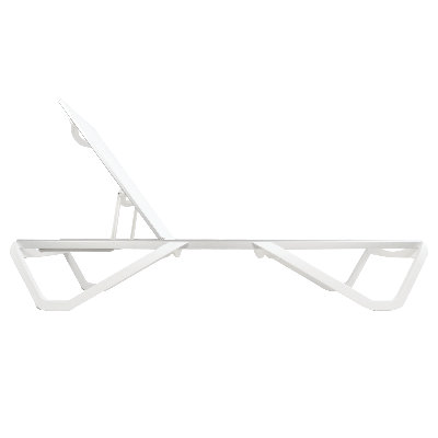 Seabreeze Deck Patio Sunloungers Sun Loungers Lounge Chairs Outdoor Sling Chaise Lounges (White Frame & White Mesh)