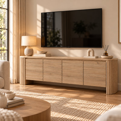Cove Fluted 70.8" TV Stand for TVs up to 85", Entertainment Center With 4 Storage Cabinets