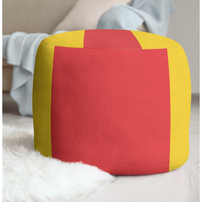 Repose-pieds cubique rond à rayures 20,5", Jaune / rouge / jaune