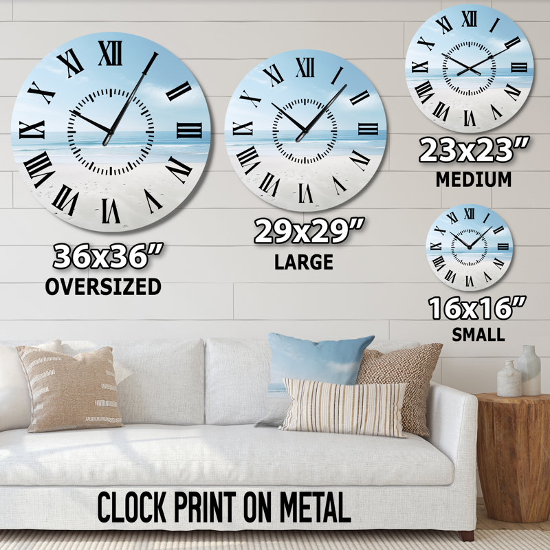 Minimalisme Beachside Serenity - horloge murale, Surdimensionné