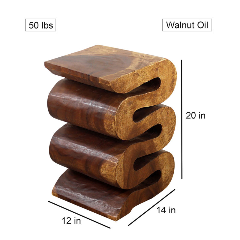 Raechell Solid Wood End Table, Brown Wood, 20" H x 12" W x 14" D