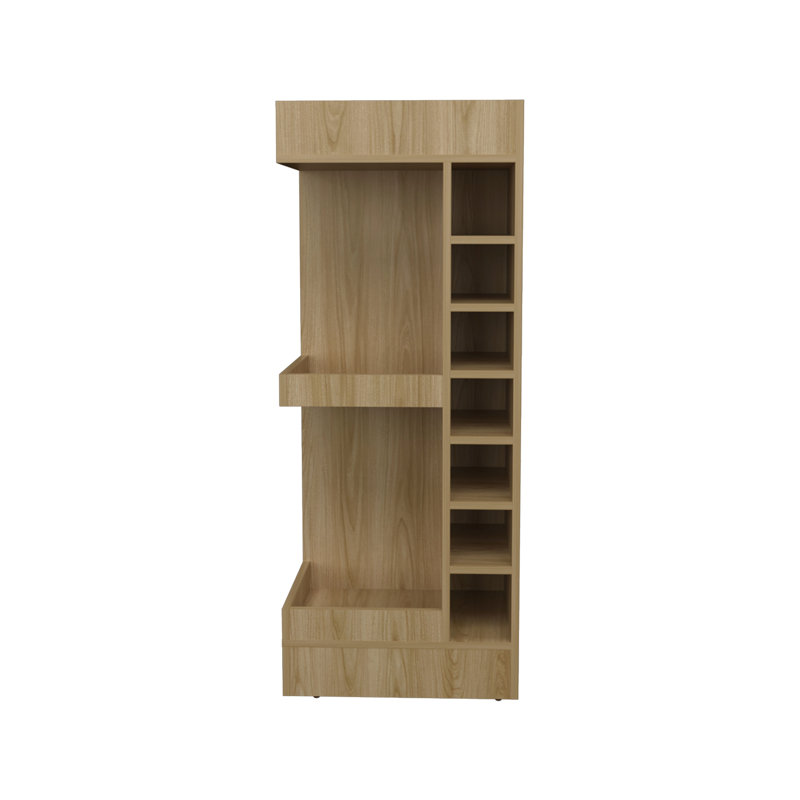 Armoire de bar moderne 46 po - chêne avec 14 bouteilles de vin et espace de rangement tendance, Oak