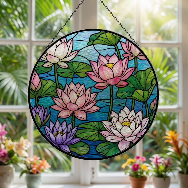 Panneau de vitrail en verre coloré H 7,8 po, H 7,8 po x l 7,8 po