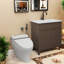 Meuble-lavabo moderne 30 po avec lavabo, finition brun antique