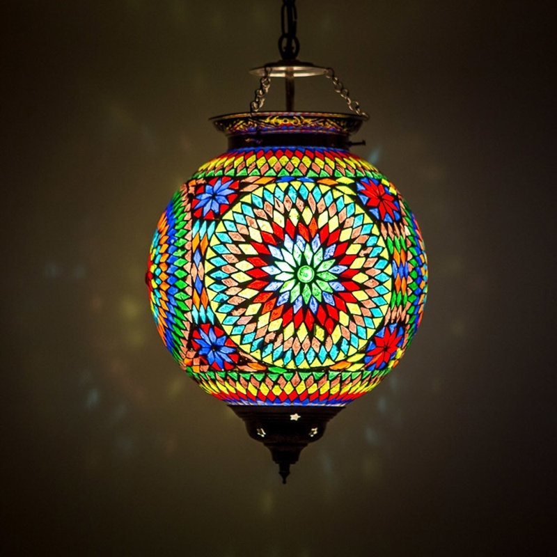 Charron 1 - Light Gold Sphere Pendant, Multicolour Turkish