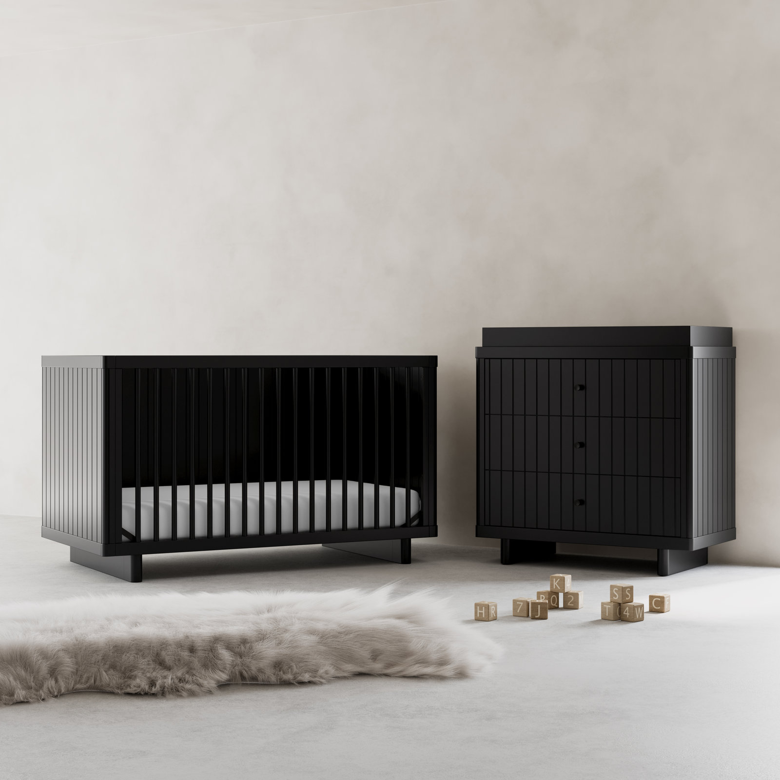 Kyoto Pine 3-in-1 Convertible Crib, Black