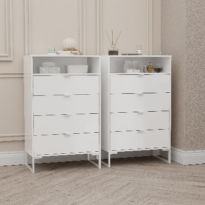 Charlotte 2-Piece Bedroom Set With Two Tall 4-Drawer Dressers