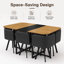 60" Wood Dining Table Set With 6 PU Leather Chairs-833839133-805779644