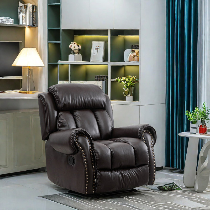 Taia Faux Leather Recliner, Brown Faux Leather