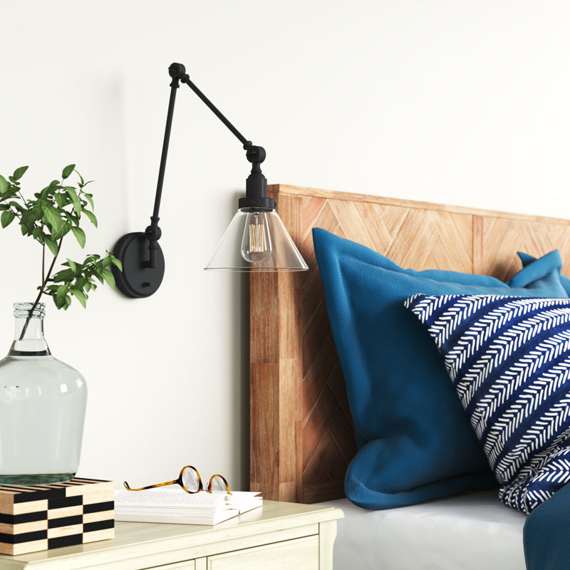 Catalina 1-Light Plug-in Swing Arm Wall Sconce, Matte Black