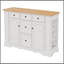 Buffet avec rangement, console de cuisine avec 5 tiroirs, 2 armoires, tablettes réglables, buffet pour la salle à manger, le salon et le vestibule (blanc)-1088230937-1088230941-1088230943