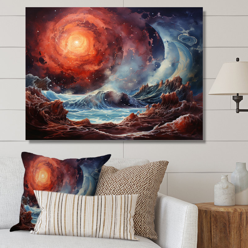 " Planet Jupiter Stormy I ", 16" H x 32" W x 1" D, Wrapped Canvas