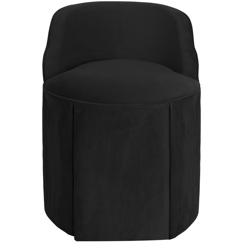 Fauteuil demi-tonneau rembourré Viveros, Velours performance noir classique