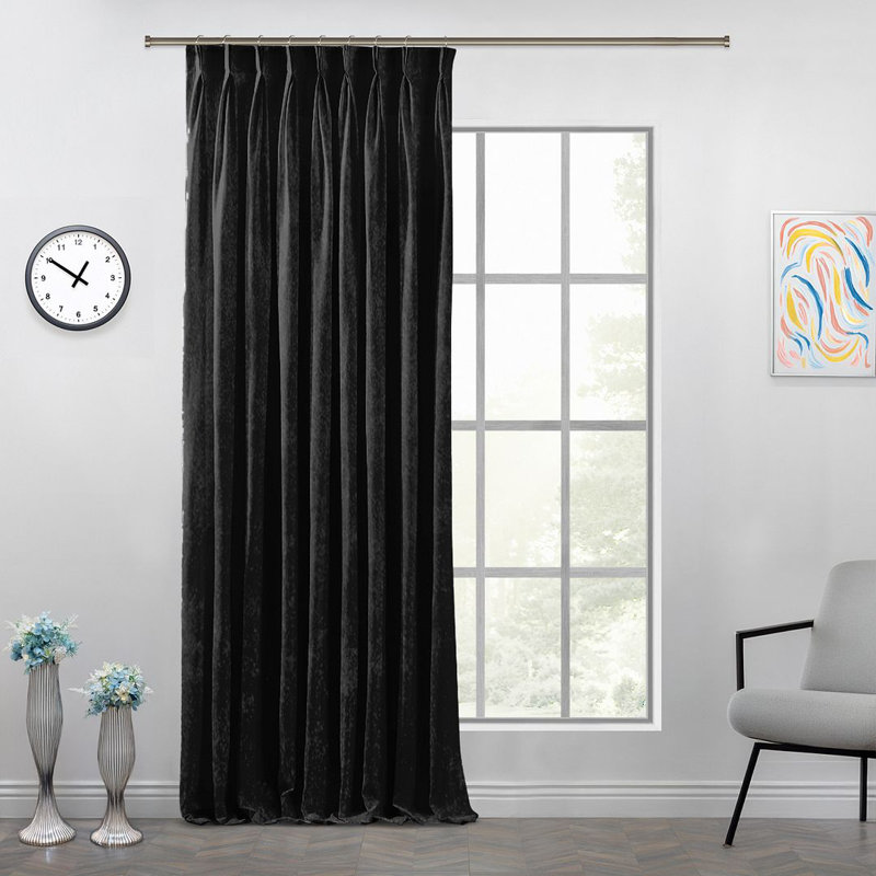 Room Darkening Single Curtain Panel, 245cm Width x 265cm Drop, Black