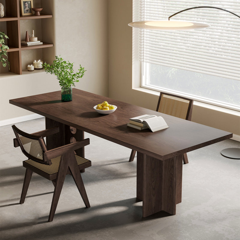 French vintage rectangular solid wood dining table, 29.53"H x 78.74"L x 35.43"W