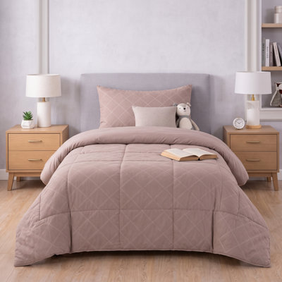 2-Piece Twin Comforter Set with Sham - Soft Microfiber Kids & Teen Bedding - All-Season Down Alternative Fill - Vibrant Geometric Print, Machine Washable
