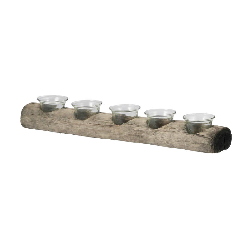 Bougeoirs à 5 votives Jude - ensemble de 2 - brun