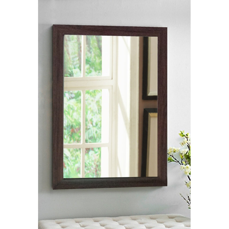 Miroir décoratif moderne, brun, 15,7 po x 21,7 po | Cadre 100% plastique, épaisseur: 1,2 po | Conception murale de couleur unie élégante - parfaite pour la décoration intérieure et les espaces contemporains