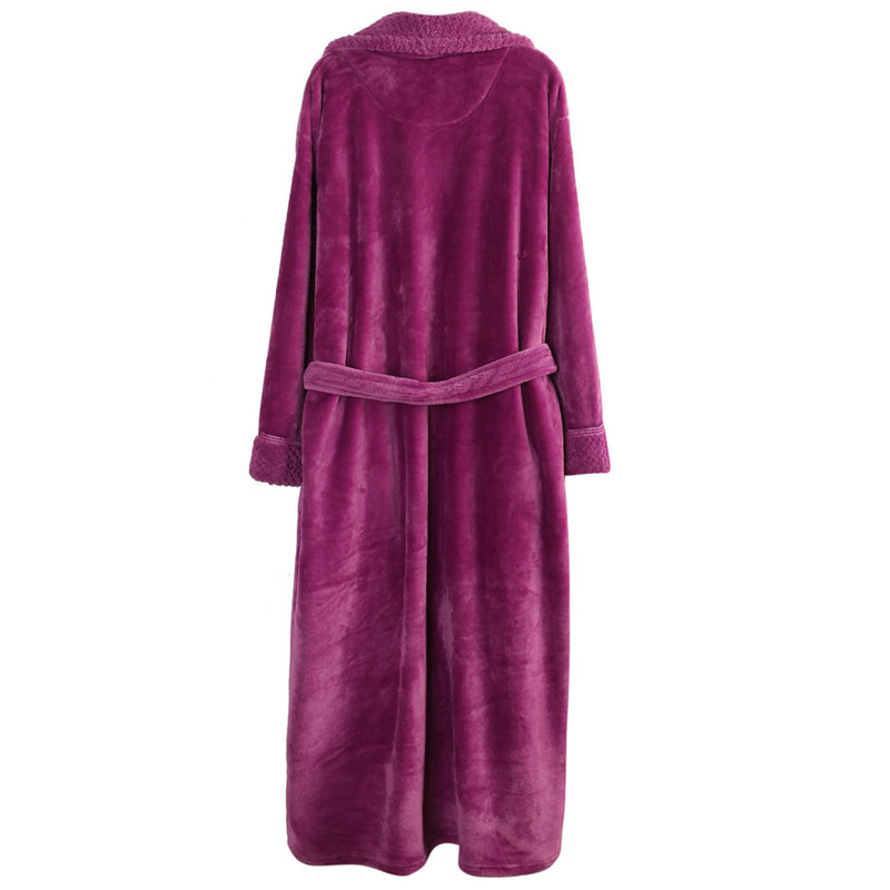 Alwyn Home Longue robe de chambre en molleton doux et chaud pour femme, S, Violet