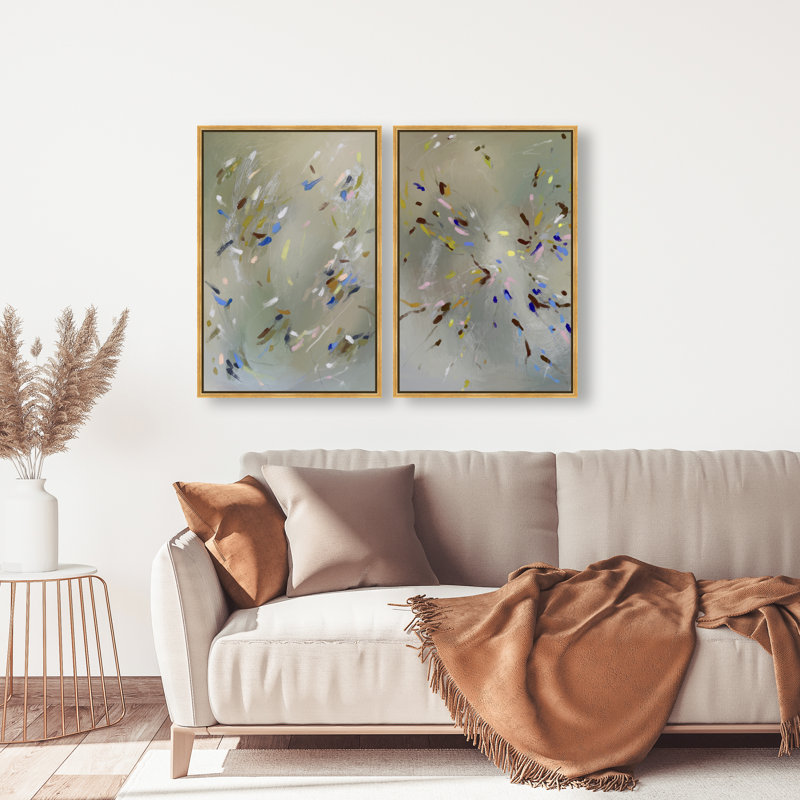 Spontaneous Traces Set Set by Oliver Gal, 110"H x 74"W, Gold Floater Frame