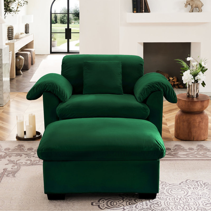 Fauteuil moelleux en velours, pour le rangement et le confort Chaise d'appoint avec coussins, rangement, lecture confortable