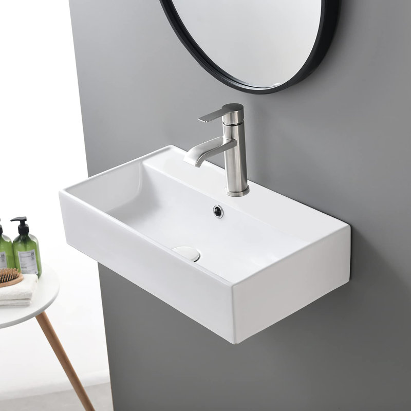 Lavabo de salle de bain mural, Blanc