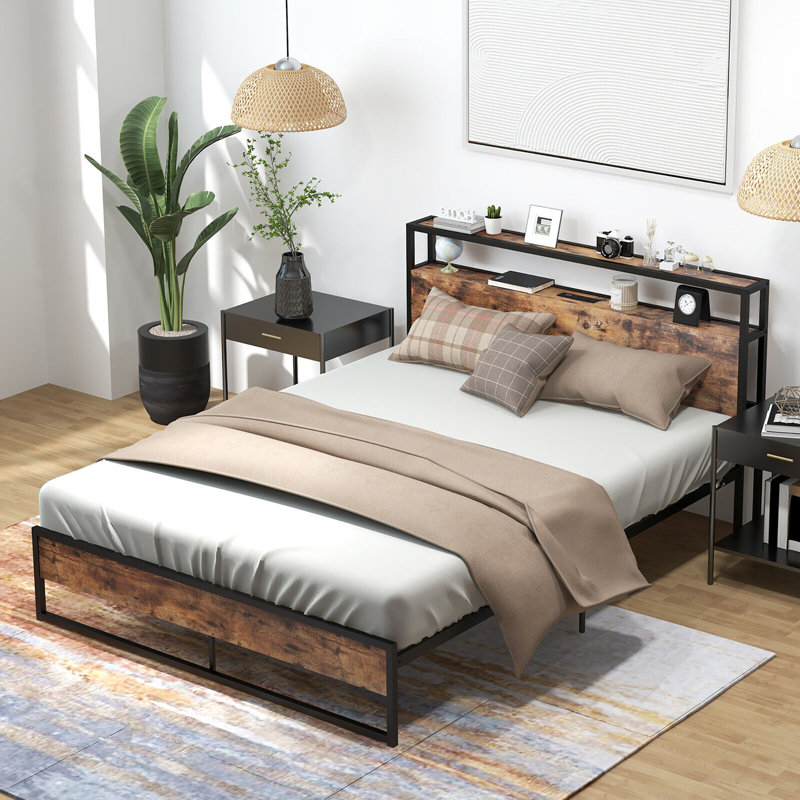 Banquer Metal Platform Storage Bed, Queen