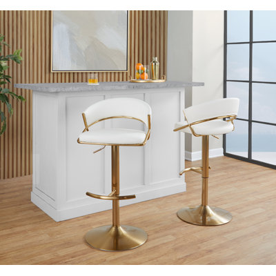 Loehr Adjustable Bar Stools with Rounded T Footrest