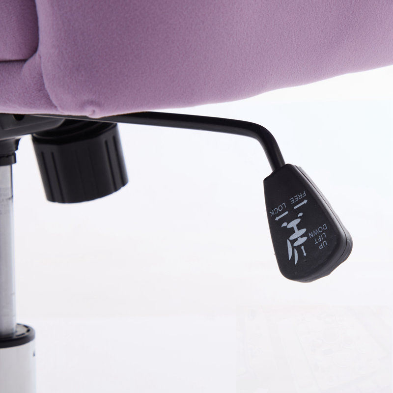 Chaise de bureau réglable en velours avec base en métal, Lilas