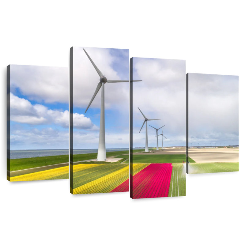 Lilie Wind Turbines And Tulip Fields, 22" H x 36" W
