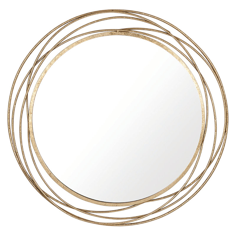 Javin Round Metal Swirl Framed Wall Mounted Accent Mirror, Gold