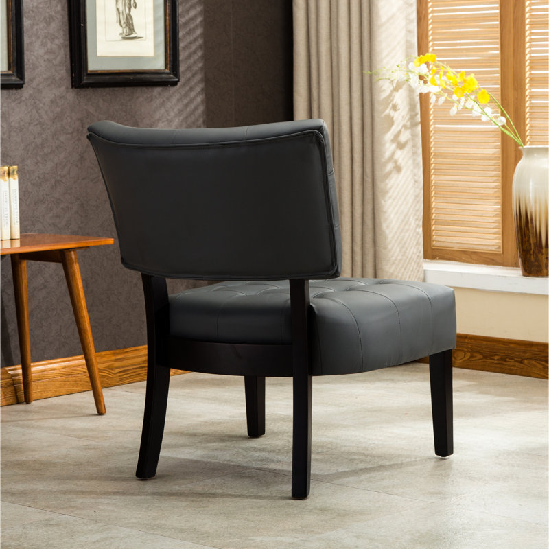 Fauteuil d'appoint en cuir mélangé gris - zone de confort surdimensionnée, Gris