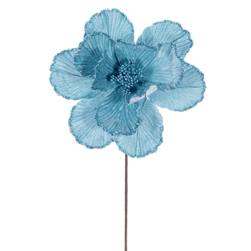 10" x 20" Burgundy Velvet Bead Trim Magnolia Stem. It includes three pieces per bag., Light Blue