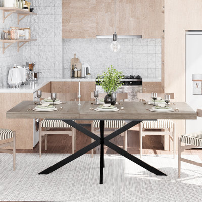 Table de salle à manger rectangulaire extensible de 55,11 po à 70,86 po avec boîte de rangement, idéale pour les salles à manger, les cuisines et les salons