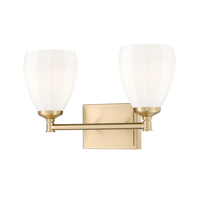 Mattera Modern Vanity, Gold, 2 Lights, 10" H x 16" W x 6.5" D
