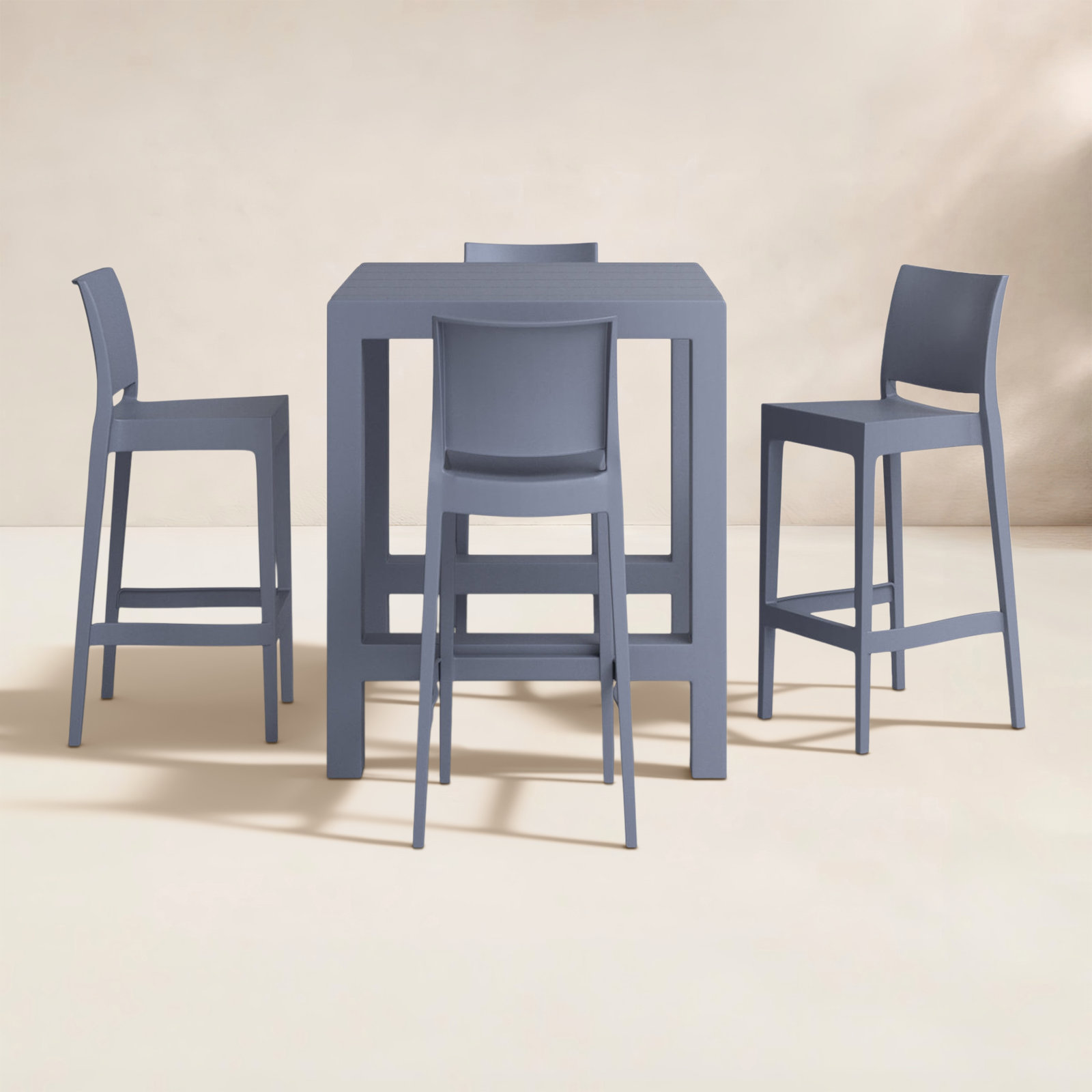 Farrah 39" Patio Dining Set, Dark Gray