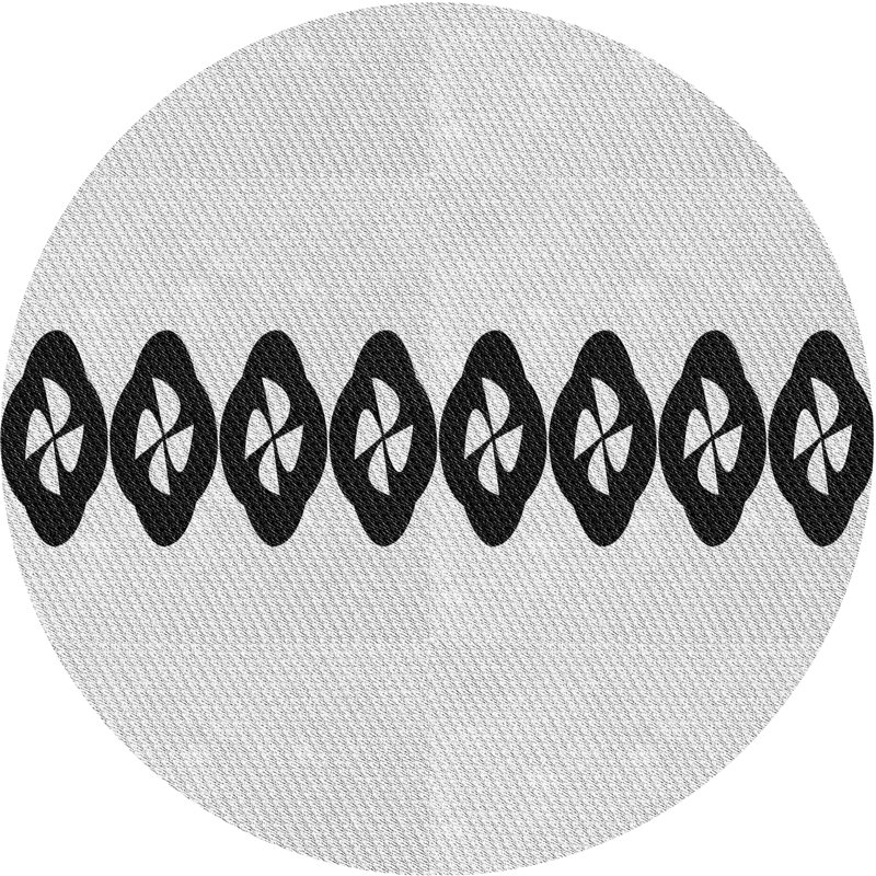 Tapis gris/crème tissé à la machine, Rond 8 pi