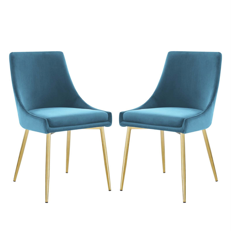 Modway Viscount Performance Velvet Dining Chairs, Teal