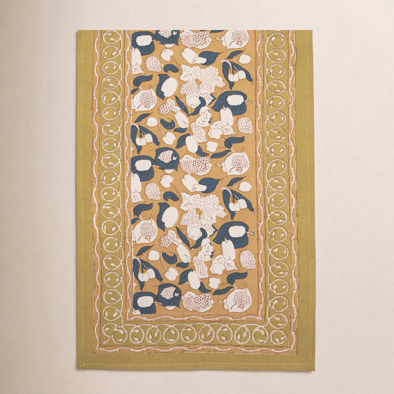 Bryssa Runner - Rectangular, Mustard/Blue, 90" x 16"
