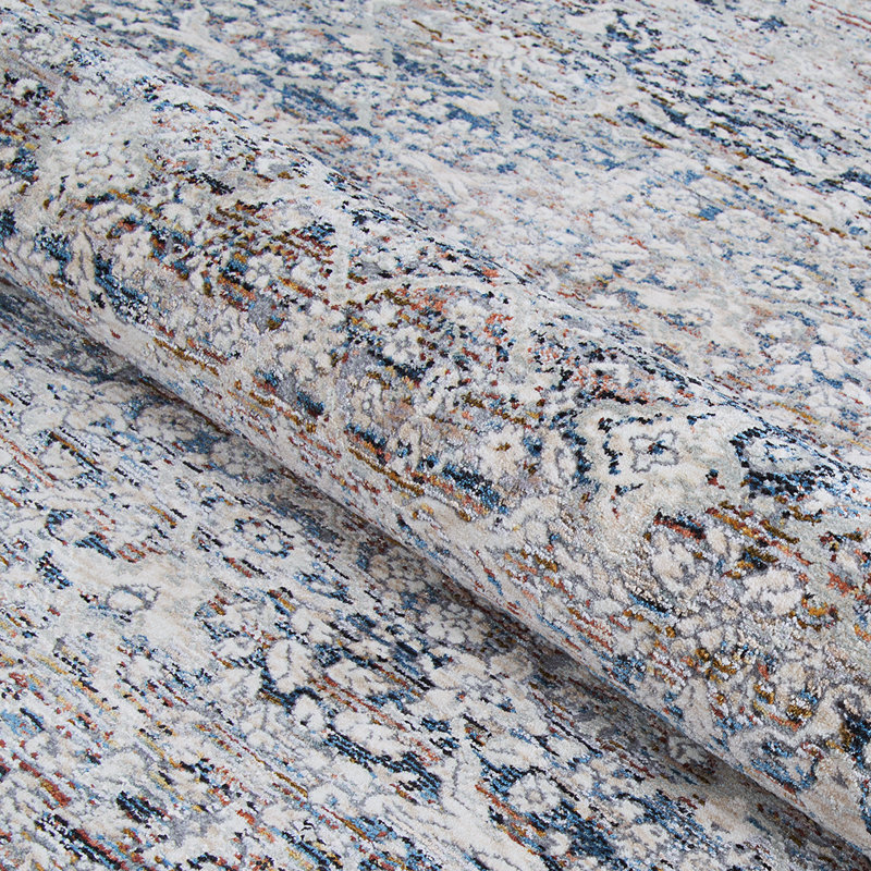 Tapis beige à motif floral Versus, Rectangle 5 pi 3 po x 7 pi 6 po
