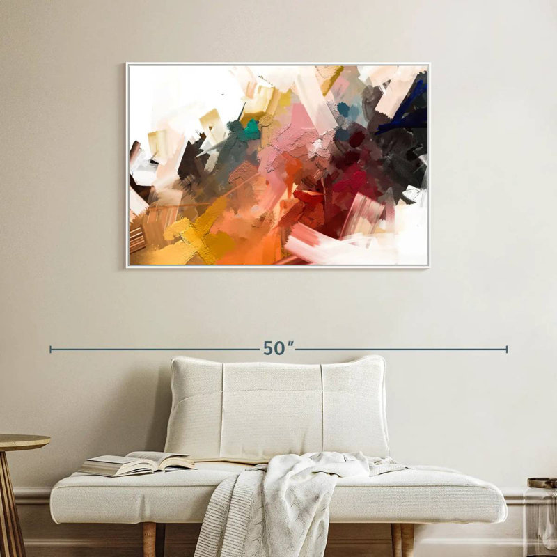 Large Giard Oil, Cadre flottant blanc, 40 po x 27 po