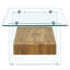 Table basse moderne à deux niveaux - Verre trempé transparent et texture grain de bois, design de rangement multifonctionnel, idéal pour les espaces de vie contemporains-1377022042