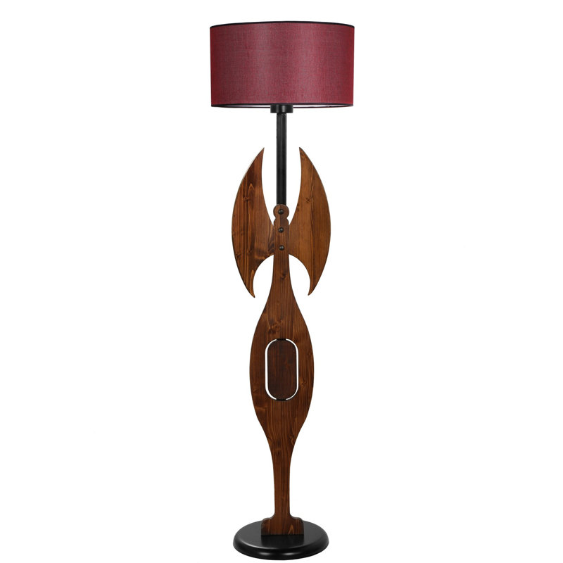 Lampe sur pied 62 po Burress, Rouge bordeaux, Brun foncé