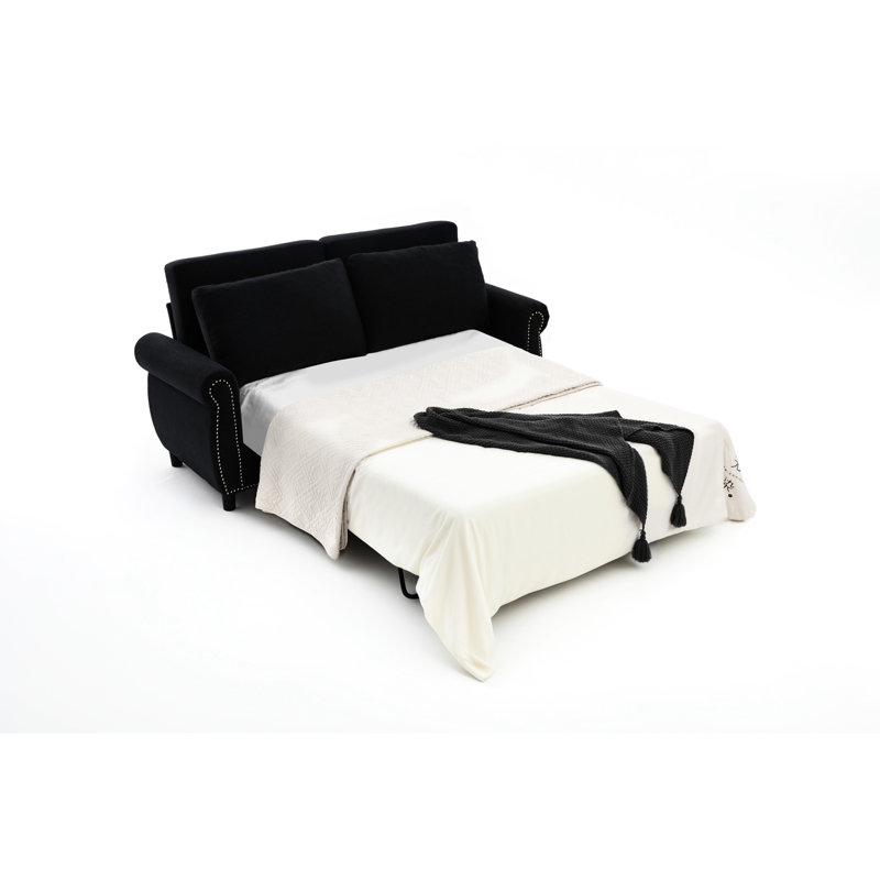 Lit-couchette 2 en 1 Modern Linen, canapé-lit gris foncé de 81,5 po, confortable pour les petits espaces, matelas en mousse à mémoire de forme de 3,35 po, tissu, assemblage facile, coussins de siège en éponge à haute densité, stable