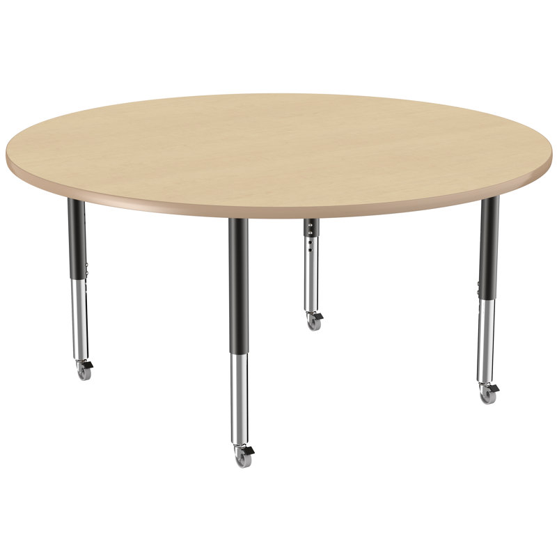Table ronde à hauteur réglable, H 24 po x L 60 po x l 60 po, Érable / érable, Super